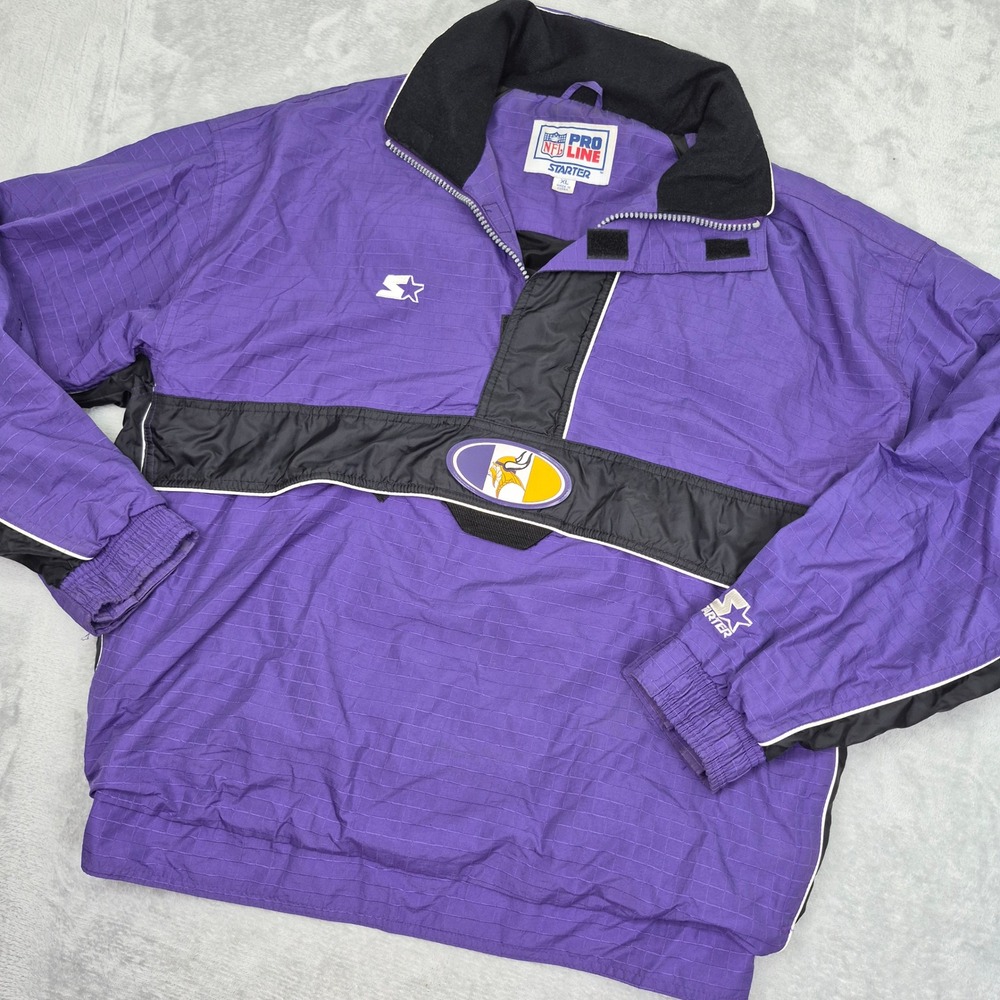 Vintage Starter NFL Pro Line Minnesota Vikings Pullover Windbreaker Purple XL